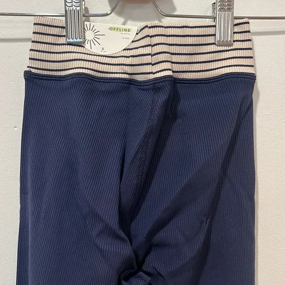 NWT Aerie Offline Womens Navy Ribbed 7/8 Legging Drawstring - Size Small - Picture 8 of 11